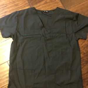 Solid black scrub top